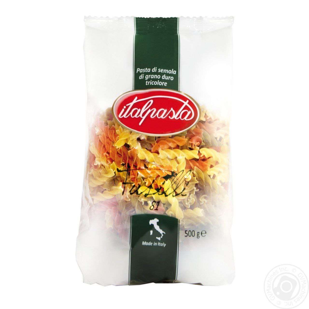 Макарони ITALPASTA твердих сортів Фузіллі Італія триколор 500г